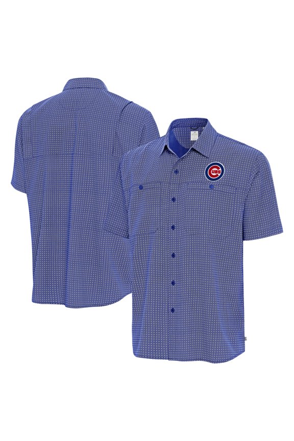 Men's Antigua Royal Chicago Cubs Mosaic Button-Up Shirt
