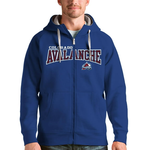 Men's Antigua Royal Colorado Avalanche Wordmark Victory Full-Zip Hoodie