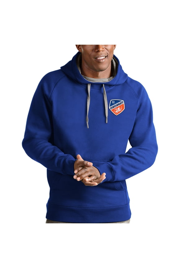 Men's Antigua Royal FC Cincinnati Logo Victory Pullover Hoodie