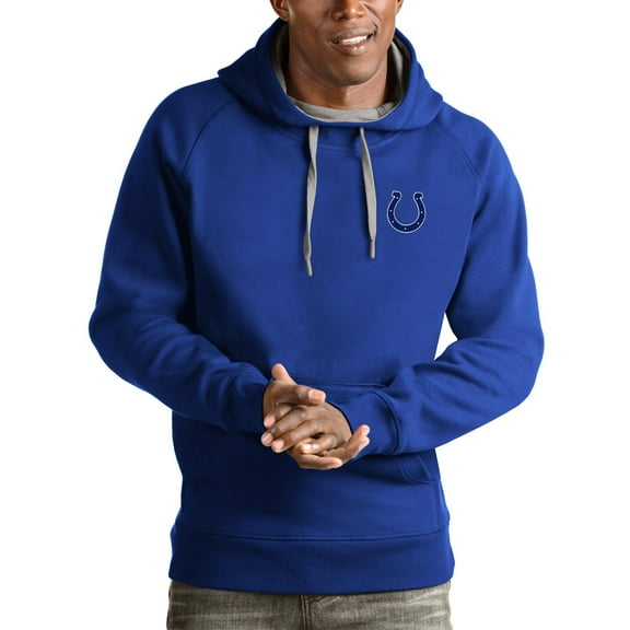 Men's Antigua Royal Indianapolis Colts Logo Victory Pullover Hoodie