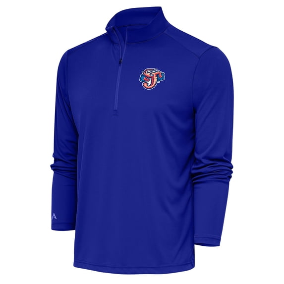Men's Antigua Royal Jacksonville Jumbo Shrimp Tribute Quarter-Zip Pullover Top