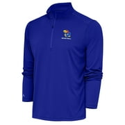 Men's Antigua Royal Kansas Jayhawks Basketball Tribute Quarter-Zip Pullover Top