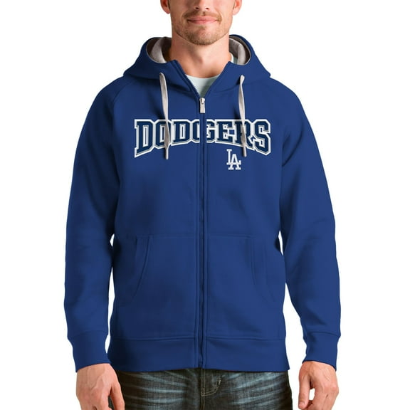 Men's Antigua Royal Los Angeles Dodgers Team Logo Victory Full-Zip Hoodie