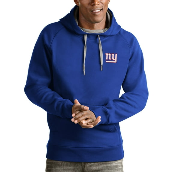 Men's Antigua Royal New York Giants Logo Victory Pullover Hoodie