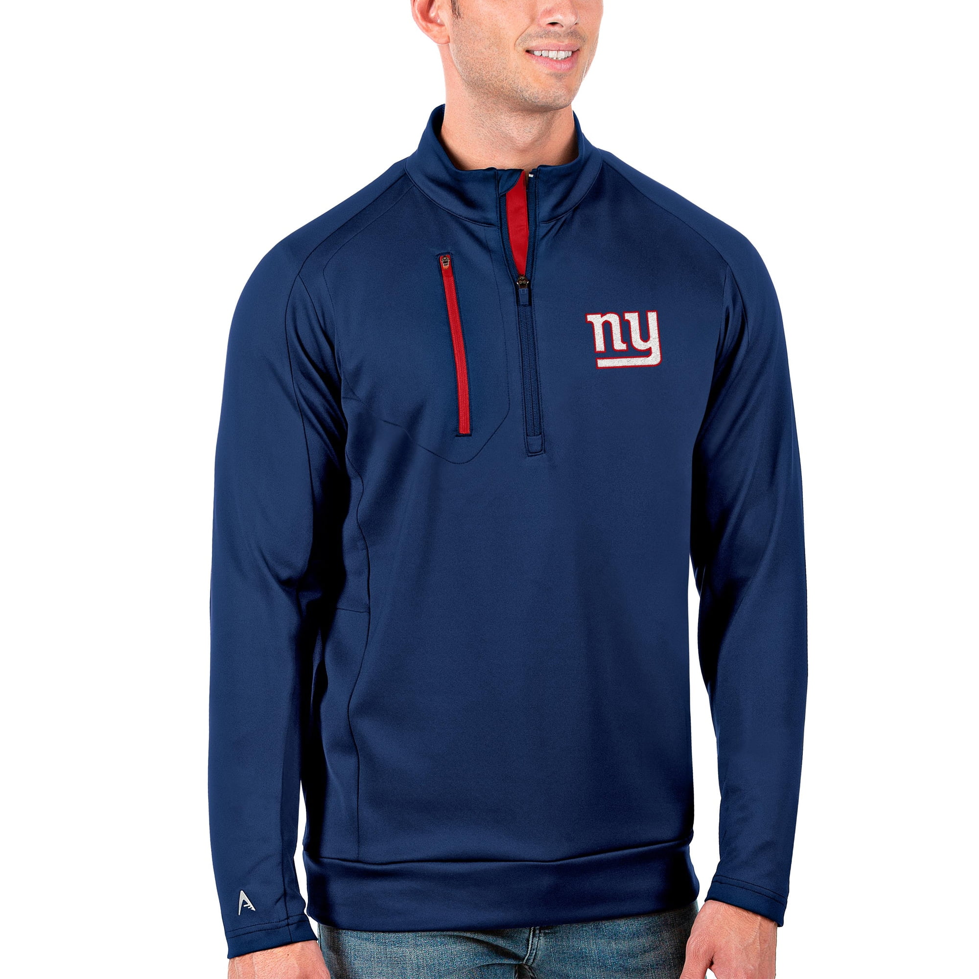 Men's Antigua Royal/Red New York Giants Generation Quarter-Zip Pullover  Jacket 