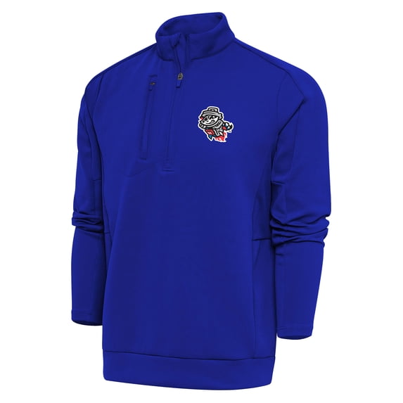 Men's Antigua Royal Rocket City Trash Pandas Generation Quarter-Zip Pullover Top