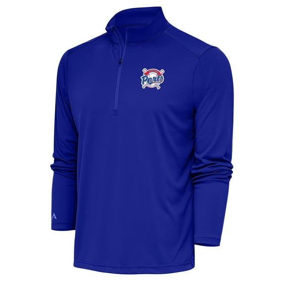 Men's Antigua Royal Stockton Ports Tribute Quarter-Zip Pullover Top