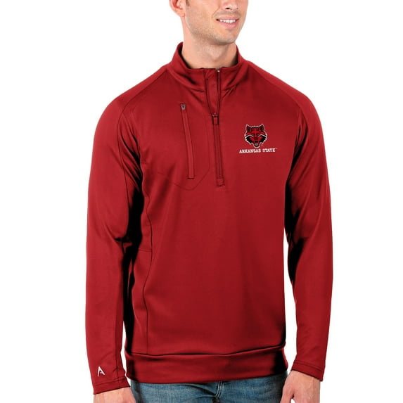 Men's Antigua Scarlet Arkansas State Red Wolves Generation Half-Zip Pullover Jacket