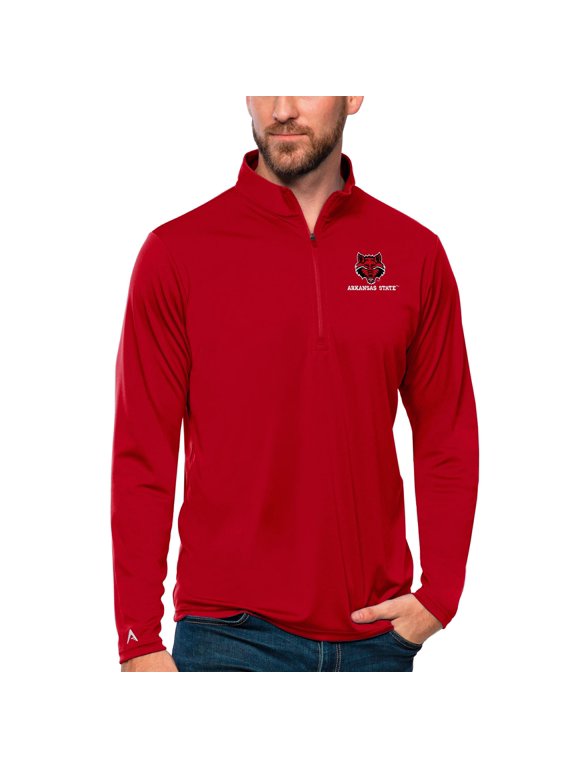 Men's Antigua Scarlet Arkansas State Red Wolves Tribute Quarter-Zip Top