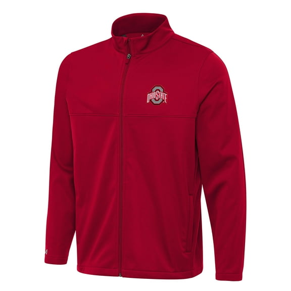 Men's Antigua Scarlet Ohio State Buckeyes Links 2 Full-Zip Golf Jacket