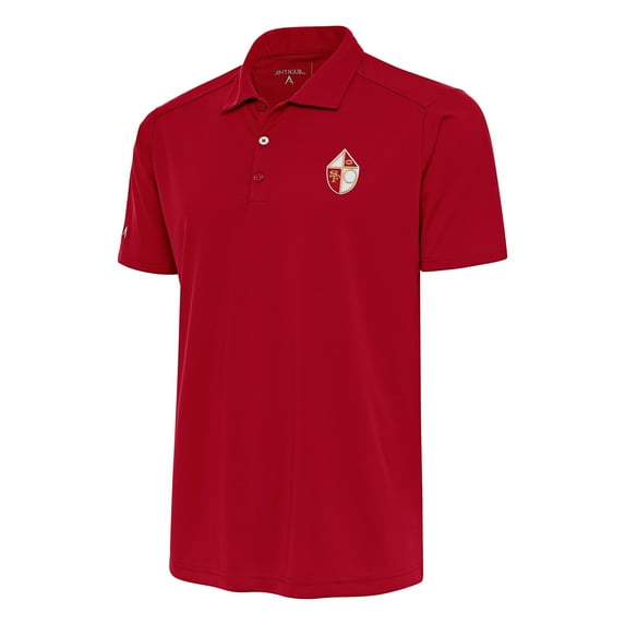 Men's Antigua Scarlet San Francisco 49ers Team Logo Throwback Tribute Polo