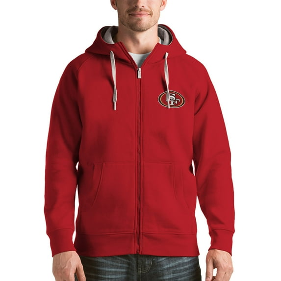 Men's Antigua Scarlet San Francisco 49ers Victory Full-Zip Hoodie