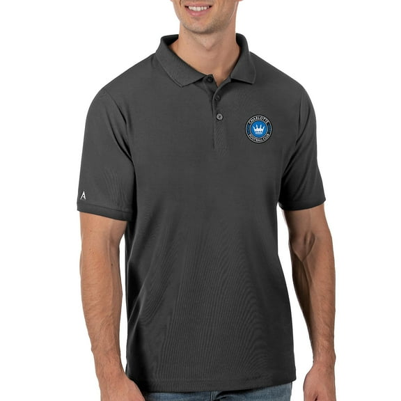 Men's Antigua Silver Charlotte FC Legacy Pique Polo