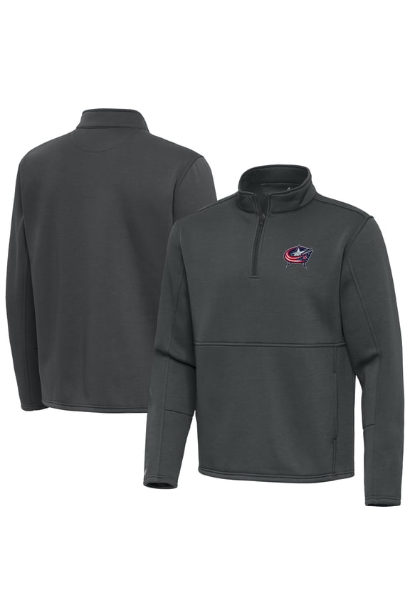 Men's Antigua Silver Columbus Blue Jackets Twist Quarter-Zip Pullover Jacket