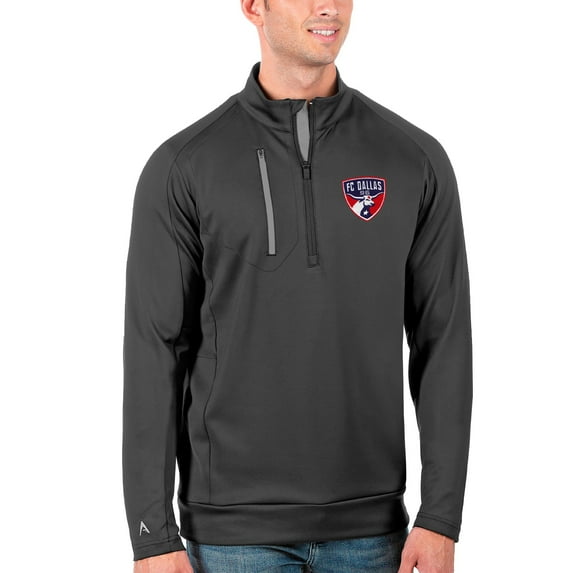Men's Antigua Silver FC Dallas Generation Quarter-Zip Pullover Jacket