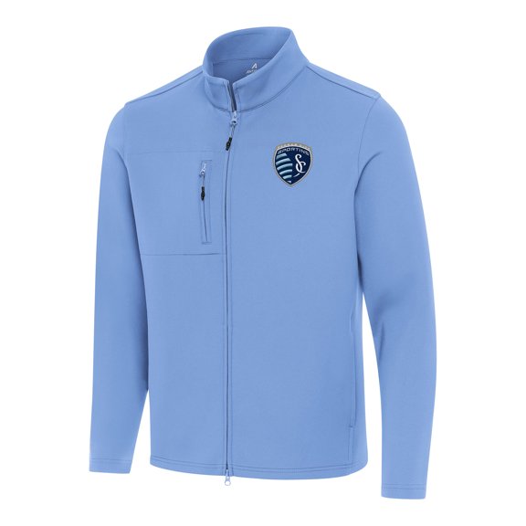 Men's Antigua Sky Blue Sporting Kansas City Objection Full-Zip Jacket