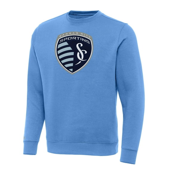 Men's Antigua Sky Blue Sporting Kansas City Team Crest Victory Pullover Sweatshirt
