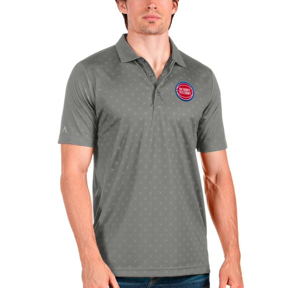 Men's Antigua Steel Detroit Pistons Spark Polo