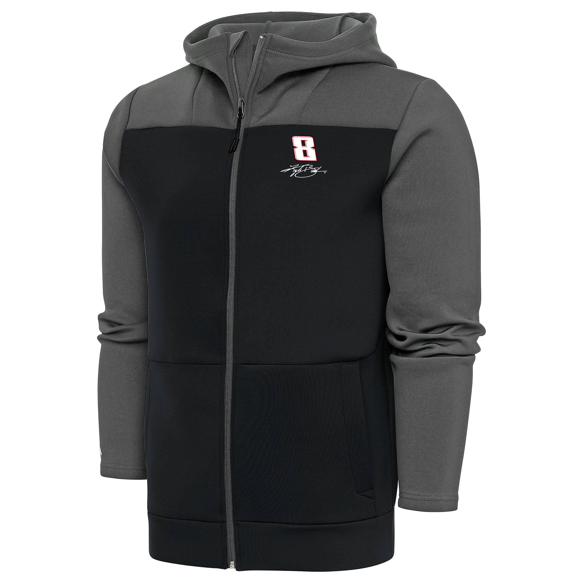 Men's Antigua Steel Kyle Busch Protect FullZip Hoodie
