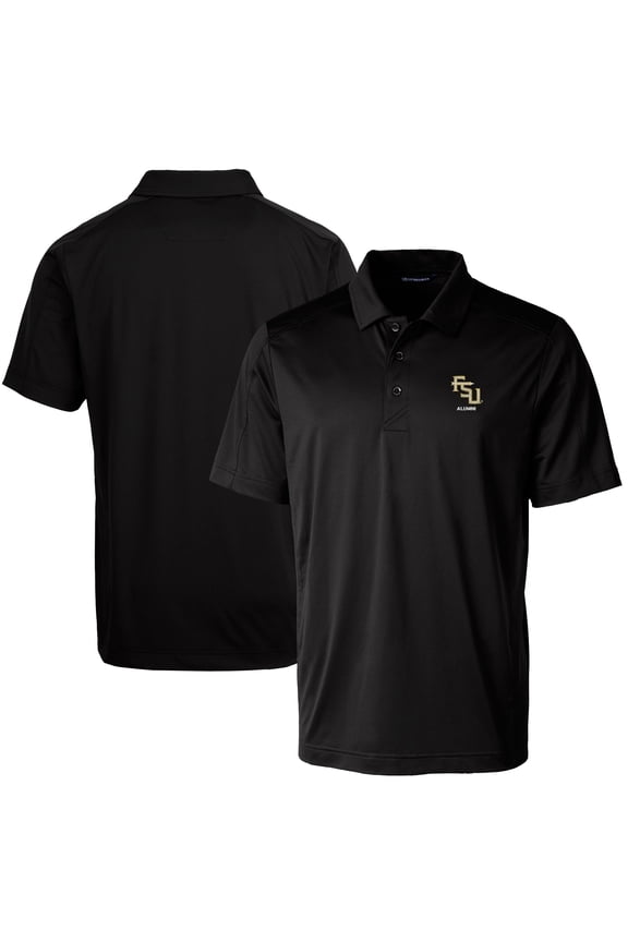Men's Cutter & Buck Black Florida State Seminoles Alumni Logo Prospect Textured Stretch Polo