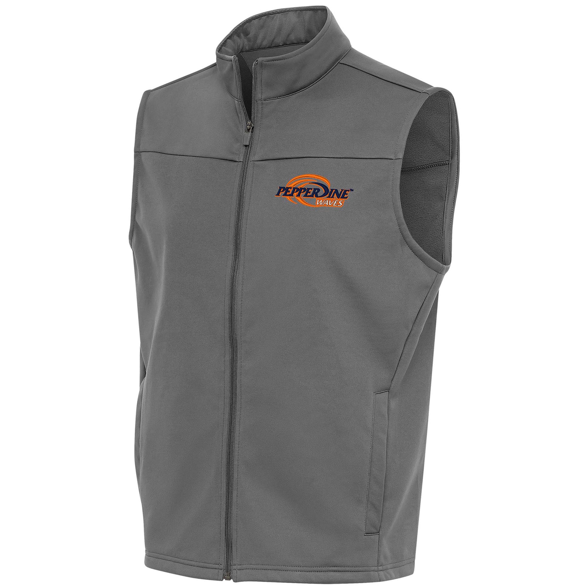 Men's Antigua Steel Pepperdine Waves Links FullZip Golf Vest