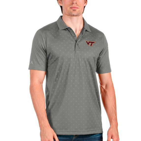 Men's Antigua Steel/Steel Virginia Tech Hokies Spark Polo