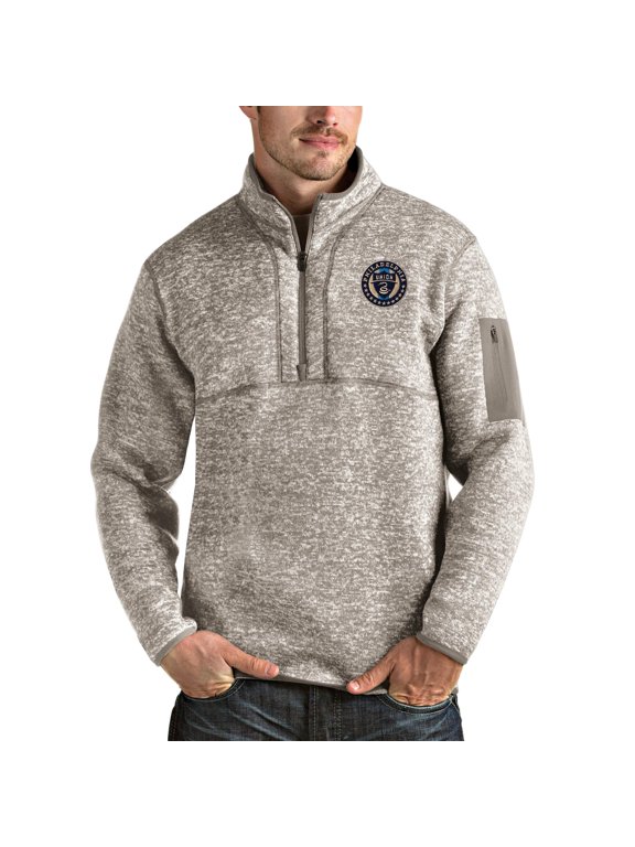 Men's Antigua Tan Philadelphia Union Fortune Quarter-Zip Pullover Jacket