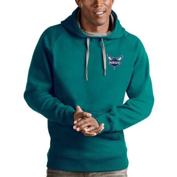 Men's Antigua Teal Charlotte Hornets Victory Pullover Hoodie