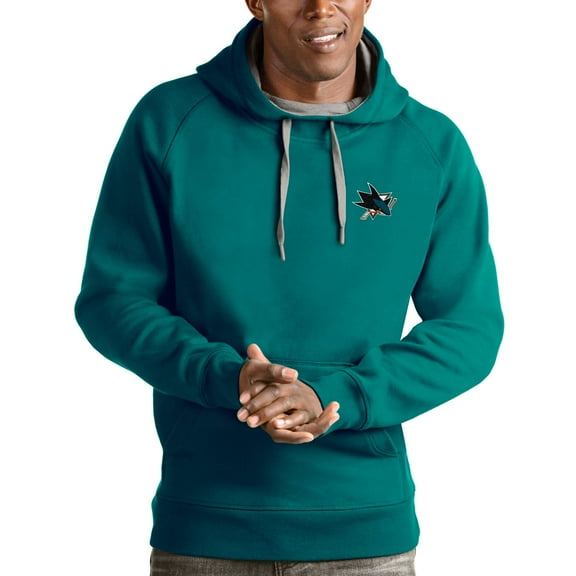 Men's Antigua Teal San Jose Sharks Victory Pullover Hoodie