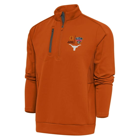 Men's Antigua Texas Orange/Charcoal Texas Longhorns College Football Playoff 2024 Sugar Bowl Generation Quarter-Zip