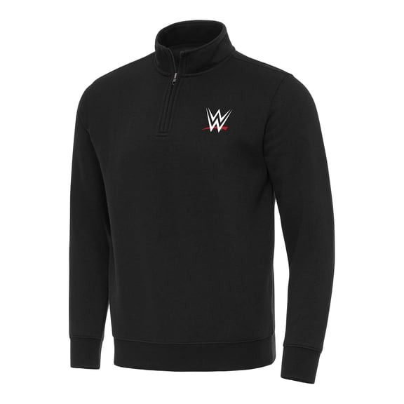 Men's Antigua WWE Merchandise Black Victory Quarter-Zip Pullover Top