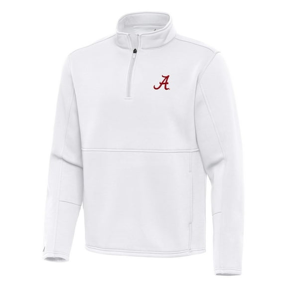 Men's Antigua White Alabama Crimson Tide Twist Quarter-Zip Pullover Jacket
