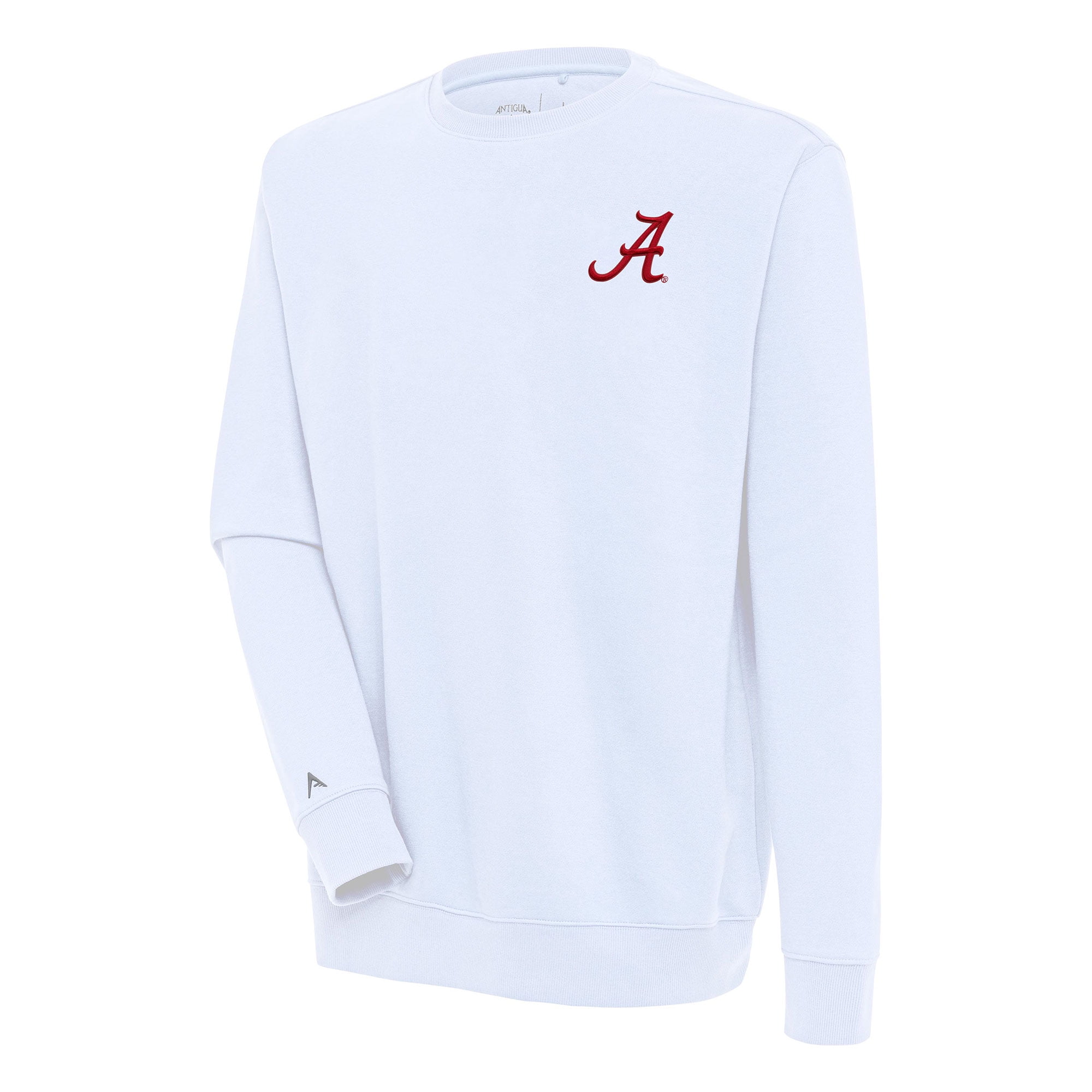 Men s Antigua White Alabama Crimson Tide Victory Pullover Sweatshirt