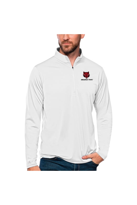 Men's Antigua White Arkansas State Red Wolves Tribute Quarter-Zip Top