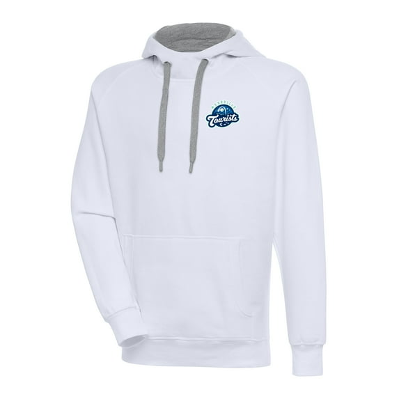 Men's Antigua White Asheville Tourists Victory Pullover Hoodie