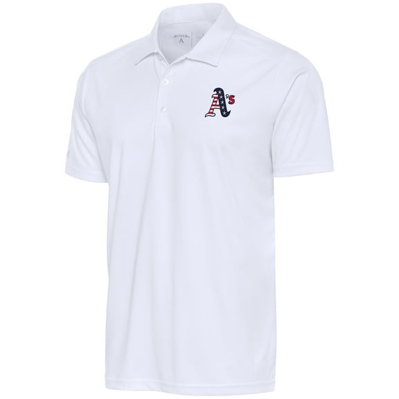 Men's Antigua White Athletics Patriotic Tribute Polo