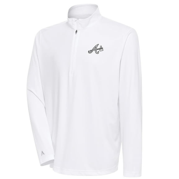 Men's Antigua White Atlanta Braves Metallic Tribute Quarter-Zip Top