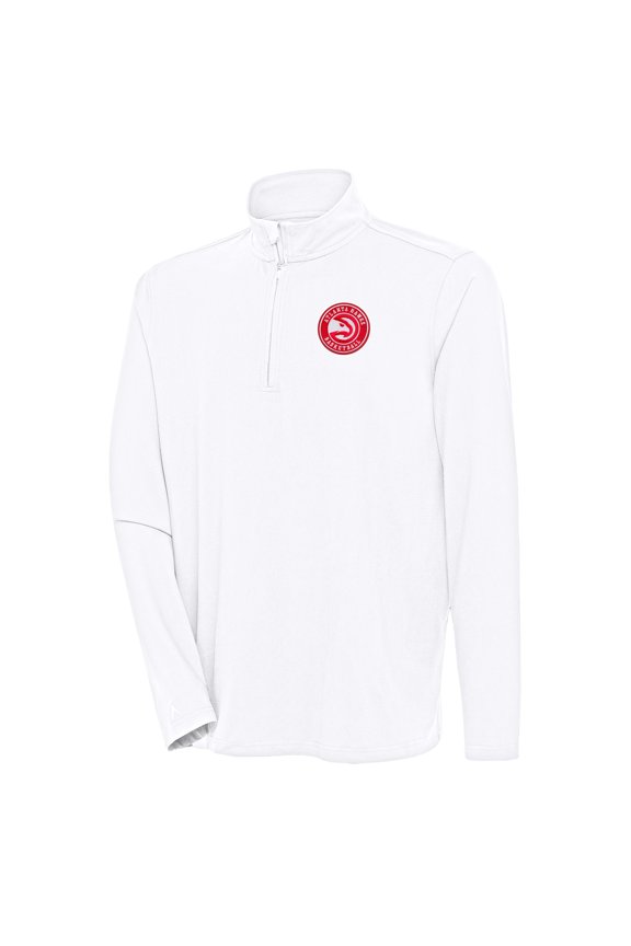Men's Antigua White Atlanta Hawks Hunk Quarter-Zip Pullover Top