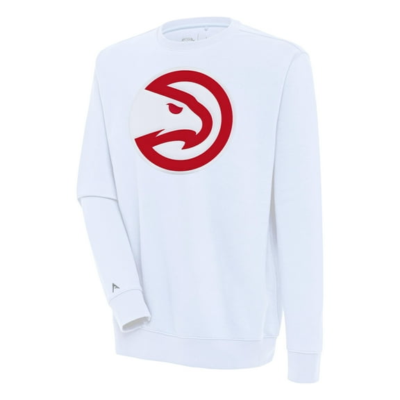 Men's Antigua White Atlanta Hawks Victory Pullover Sweatshirt