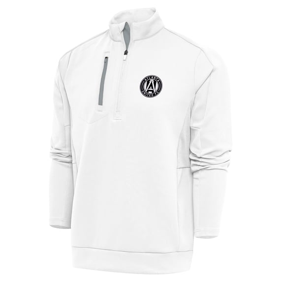 Men's Antigua White Atlanta United FC Brushed Metallic Logo Generation Quarter-Zip Pullover Top