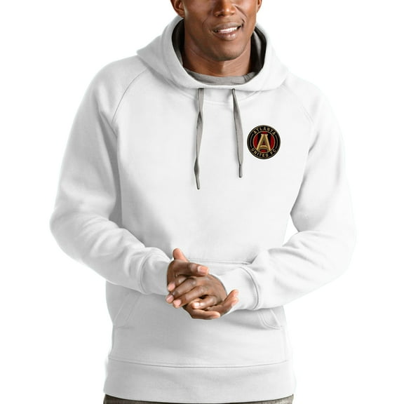 Men's Antigua White Atlanta United FC Logo Victory Pullover Hoodie