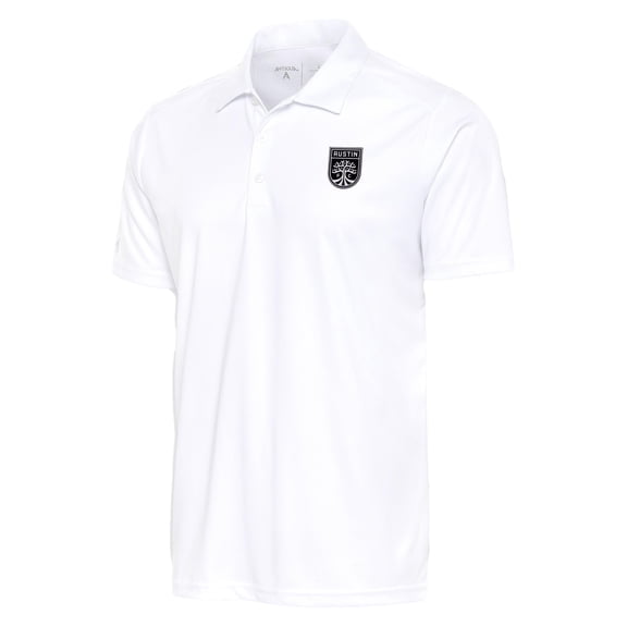 Men's Antigua White Austin FC Brushed Metallic Logo Tribute Polo