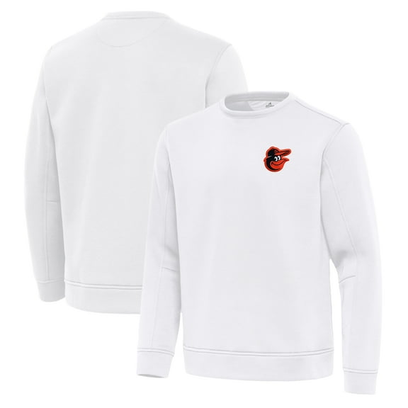 Men's Antigua White Baltimore Orioles Relevant Lightweight Pullover Sweatshirt