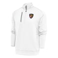 thumbnail image 1 of Men's Antigua White Baltimore Ravens Team Logo Throwback Generation Quarter-Zip Pullover Top, 1 of 1
