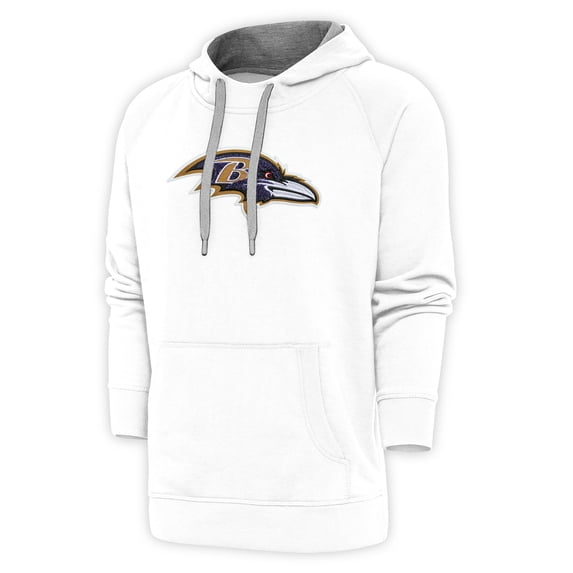 Men's Antigua White Baltimore Ravens Victory Chenille Pullover Hoodie