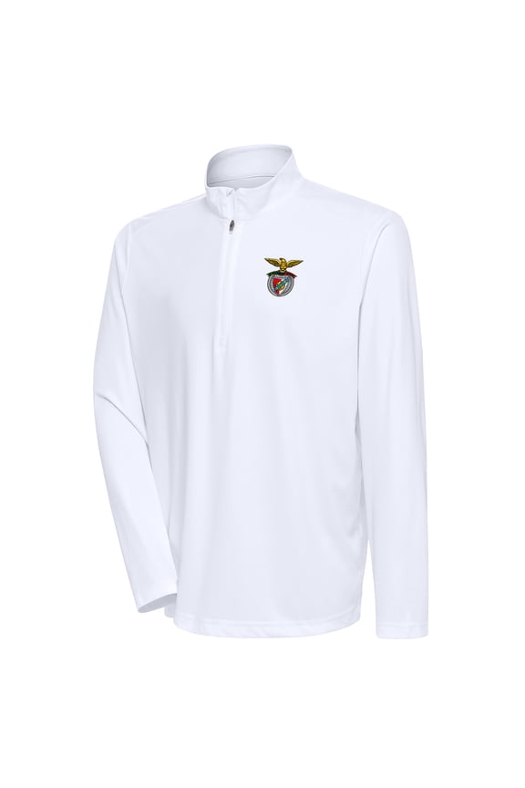 Men's Antigua  White Benfica Statement Quarter-Zip Pullover