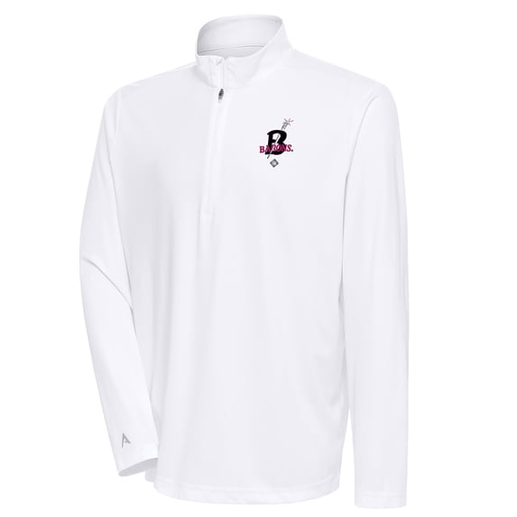 Men's Antigua White Birmingham Black Barons Tribute Quarter-Zip Pullover Top