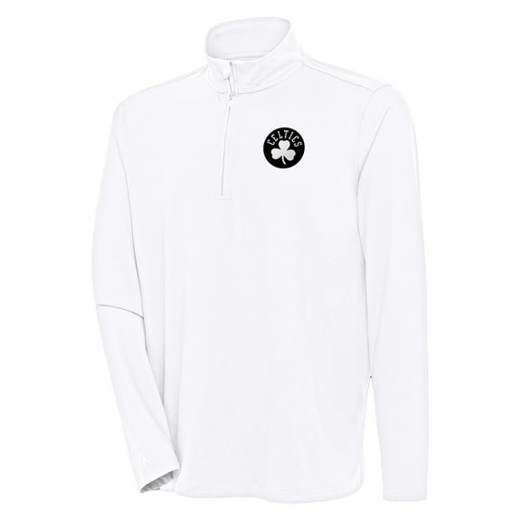 Men's Antigua White Boston Celtics Hunk Quarter-Zip Top