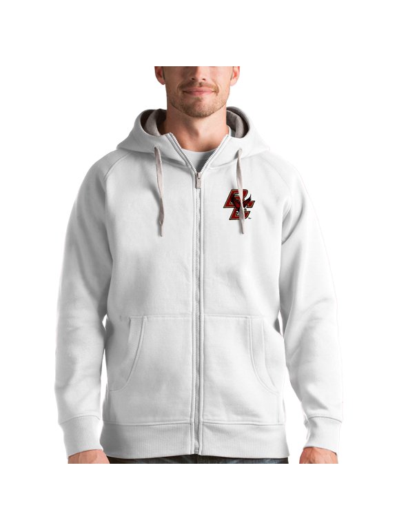 Men's Antigua White Boston College Eagles Victory Full-Zip Hoodie