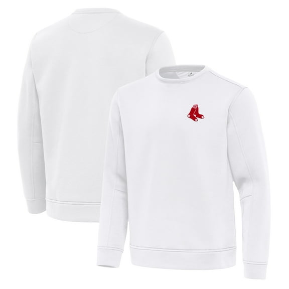 Men's Antigua White Boston Red Sox Relevant Lightweight Pullover Sweatshirt